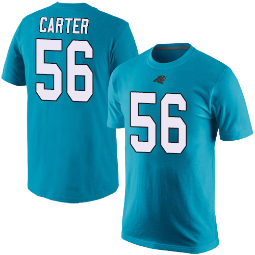 Carolina Panthers Men Blue Jermaine Carter Rush Pride Name and Number NFL Football 56 T Shirt
